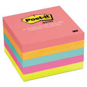 Post-it Notes MMM6545PK Original Pads in Cape Town Colors, 3 x 3, 100/Pad, 5 Pads/Pack 654-5PK