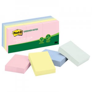 Post-it Notes MMM653RPA Original Recycled Note Pads, 1 1/2 x 2, Helsinki, 100/Pad, 12 Pads/Pack 653