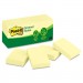 Post-it Greener Notes MMM653RPYW Recycled Note Pads, 1 1/2 x 2, Canary Yellow, 100-Sheet, 12/Pack 653