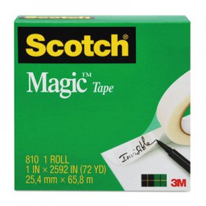Scotch MMM81011296 Magic Tape, 1" x 1296", 1" Core, Clear 810-1-1296
