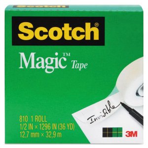 Scotch MMM810341296 Magic Tape, 3/4" x 1296", 1" Core, Clear 810-34-1296