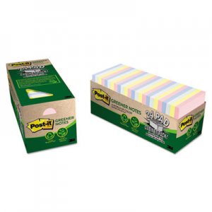Post-it Notes MMM654R24CPAP Original Recycled Notes, Cabinet Pack, 3 x 3, Helsinki, 75/Pad, 24 Pads/Pack 654R-24CP