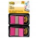Post-it Flags MMM680BP2 Standard Page Flags in Dispenser, Bright Pink, 100 Flags/Dispenser 680-BP2
