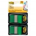 Post-it Flags MMM680GN2 Standard Page Flags in Dispenser, Green, 100 Flags/Dispenser 680-GN2