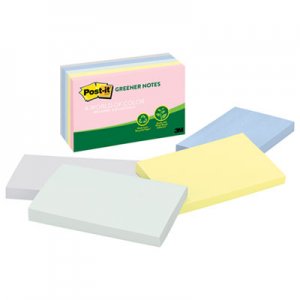 Post-it Notes MMM655RPA Original Recycled Note Pads, 3 x 5, Helsinki, 100/Pad, 5 Pads/Pack 655-RP-A