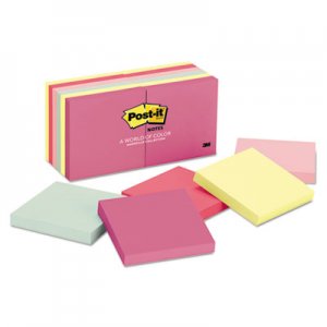 Post-it Notes MMM654AST Original Pads in Marseille Colors, 3 x 3, 100/Pad, 12 Pads/Pack 654-AST