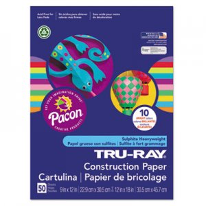 Pacon 102941 Tru-Ray Construction Paper, 76 lbs., 12 x 18, Bright Assortment, 50 Sheets/Pack PAC102941