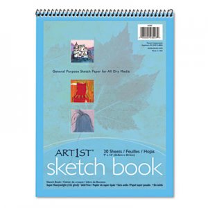 Pacon 103207 Artist's Sketch Book, Unruled, 80lb, 9 x 12, White, 30 Sheets PAC103207