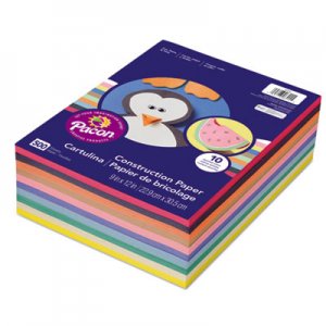 Pacon 6555 Rainbow Super Value Construction Paper Ream, 45 lb, 9 x 12, Assorted, 500 Sheets PAC6555