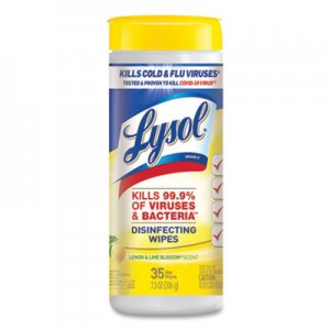 LYSOL Brand RAC81145 Disinfecting Wipes, 7 x 7.25, Lemon and Lime Blossom, 35 Wipes/Canister