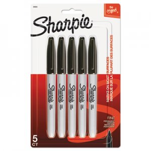 Sharpie SAN30665PP Fine Tip Permanent Marker, Black, 5/Pack