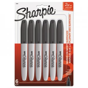 Sharpie SAN33666PP Super Permanent Marker, Fine Bullet Tip, Black, 6/Pack