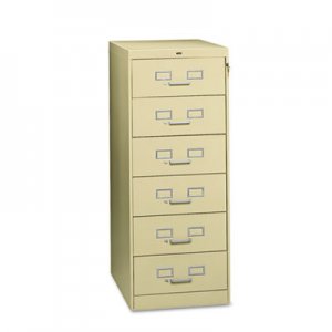 Tennsco TNNCF669PY Six-Drawer Multimedia Cabinet for 6 x 9 Cards, 21.25w x 28.5d x 52h, Putty