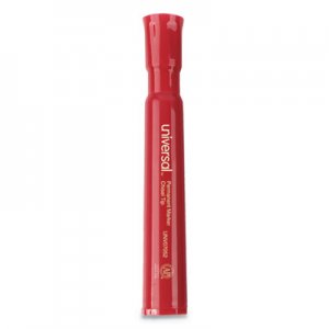 Universal UNV07052 Chisel Tip Permanent Marker, Broad, Red, Dozen