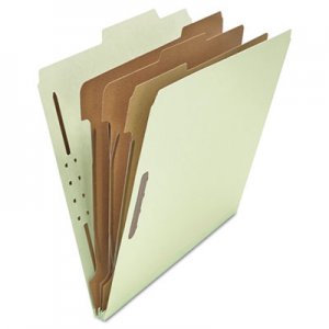 Universal UNV10293 Eight-Section Pressboard Classification Folders, 3 Dividers, Letter Size, Gray-Green, 10/Box