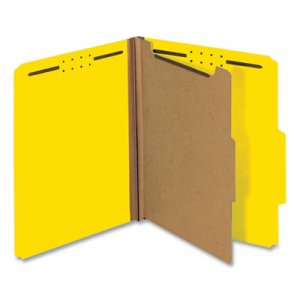 Universal UNV10204 Bright Colored Pressboard Classification Folders, 1 Divider, Letter Size, Yellow, 10/Box