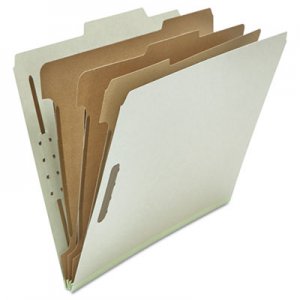 Universal UNV10292 Eight-Section Pressboard Classification Folders, 3 Dividers, Letter Size, Gray, 10/Box