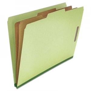 Universal UNV10281 Six--Section Pressboard Classification Folders, 2 Dividers, Legal Size, Green, 10/Box