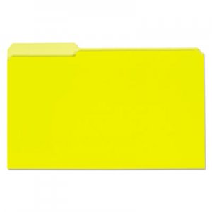 Universal UNV15304 Interior File Folders, 1/3-Cut Tabs, Legal Size, Yellow, 100/Box