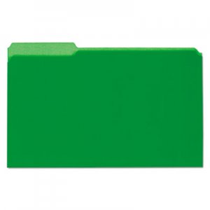 Universal UNV15302 Interior File Folders, 1/3-Cut Tabs, Legal Size, Green, 100/Box