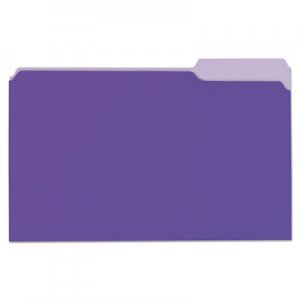 Universal UNV10525 Deluxe Colored Top Tab File Folders, 1/3-Cut Tabs, Legal Size, Violet/Light Violet, 100/Box