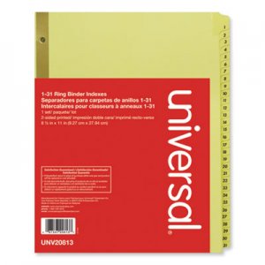 Universal UNV20813 Deluxe Preprinted Plastic Coated Tab Dividers with Black Printing, 31-Tab, 1 to 31, 11 x 8.5