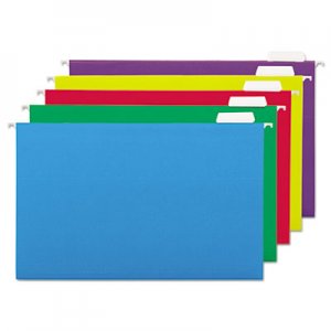Universal UNV14221 Deluxe Bright Color Hanging File Folders, Legal Size, 1/5-Cut Tab, Assorted, 25/Box