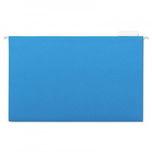 Universal UNV14216 Deluxe Bright Color Hanging File Folders, Legal Size, 1/5-Cut Tab, Blue, 25/Box