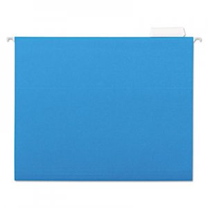 Universal UNV14116 Deluxe Bright Color Hanging File Folders, Letter Size, 1/5-Cut Tab, Blue, 25/Box