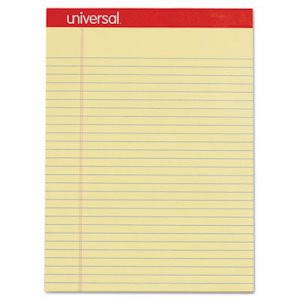 Universal UNV10630 Perforated Edge Writing Pad, Legal/Margin Rule, Letter, Canary, 50 Sheet, Dozen