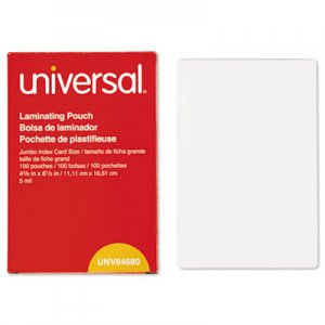Universal UNV84680 Laminating Pouches, 5 mil, 6.5" x 4.38", Crystal Clear, 100/Box