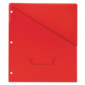 Universal UNV61683 Slash-Cut Pockets for Three-Ring Binders, Jacket, Letter, 11 Pt., Red, 10/Pack