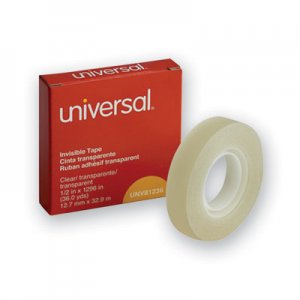 Universal UNV81236 Invisible Tape, 1" Core, 0.5" x 36 yds, Clear