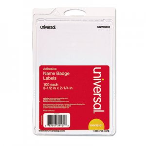 Universal UNV39101 Plain Self-Adhesive Name Badges, 3 1/2 x 2 1/4, White, 100/Pack