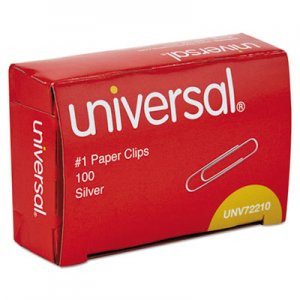 Universal UNV72210BX Paper Clips, Small (No. 1), Silver, 100/Box