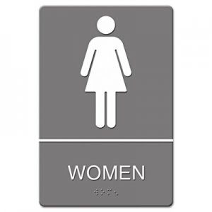 Headline Sign USS4816 ADA Sign, Women Restroom Symbol w/Tactile Graphic, Molded Plastic, 6 x 9, Gray