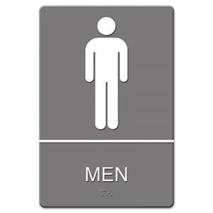 Headline Sign 4817 ADA Sign, Men Restroom Symbol w/Tactile Graphic, Molded Plastic, 6 x 9, Gray USS4817