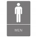 Headline Sign 4817 ADA Sign, Men Restroom Symbol w/Tactile Graphic, Molded Plastic, 6 x 9, Gray USS4817