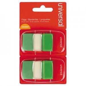 Universal UNV99003 Page Flags, Green, 50 Flags/Dispenser, 2 Dispensers/Pack