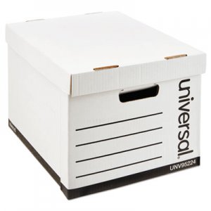 Universal UNV95224 Heavy-Duty Fast Assembly Lift-Off Lid Storage Box, Letter/Legal Files, White, 12/Carton