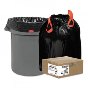 Draw 'n Tie 1DTL150 Heavy-Duty Bags, 33gal, 1.2mil, 38 x 33 1/2, Black, 150/Box WBI1DTL150