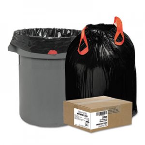 Draw 'n Tie 1DT200 Heavy-Duty Bags, 30gal, 1.2mil, 30 1/2 x 33, Black, 200/Box WBI1DT200