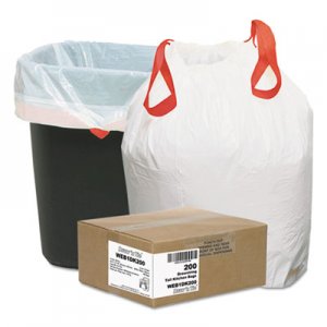 Draw 'n Tie 1DK200 Heavy-Duty Trash Bags, 13gal, .9mil, 24.5 x 27 3/8, White, 200/Box WBI1DK200