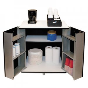 Vertiflex VRT35157 Refreshment Stand, Two-Shelf, 29.5w x 21d x 33h, Black/White