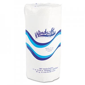 Windsoft WIN1220RL Kitchen Roll Towels, 2 Ply, 11 x 8.8, White, 100/Roll