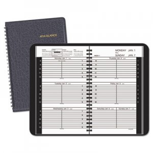 At-A-Glance AAG7007505 Weekly Appointment Book Ruled for Hourly Appointments, 4 7/8 x 8, Black, 2016 70-075