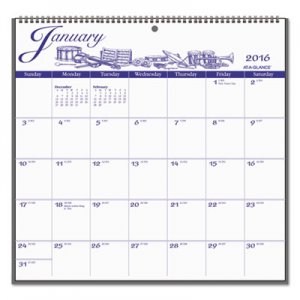 At-A-Glance AAGG100017 12-Month Illustrator s Edition Wall Calendar, 12 x 11 3/4, Illustrations, 2016 G1000-17