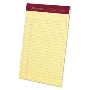 Ampad TOP20004 Gold Fibre Writing Pads, College/Medium, 5 x 8, Canary, 50 Sheets 20-004