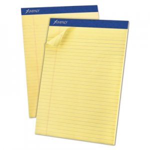 Ampad 20220 Perforated Writing Pad, 8 1/2" x 11 3/4", Canary, 50 Sheets, Dozen TOP20220