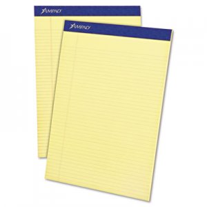 Ampad TOP20222 Perforated Writing Pad, 8 1/2" x 11 3/4", Canary, 50 Sheets, Dozen 20-222